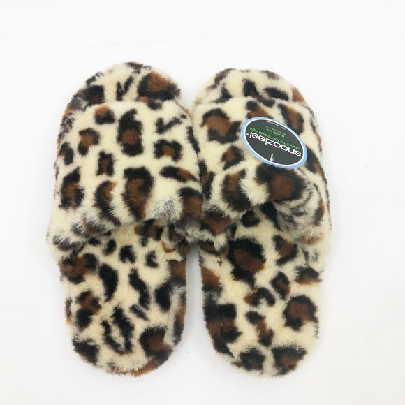 NWT Snoozies Women's Brown & Tan Leopard Slide Slippers Medium 7/8 - Picture 5 of 7